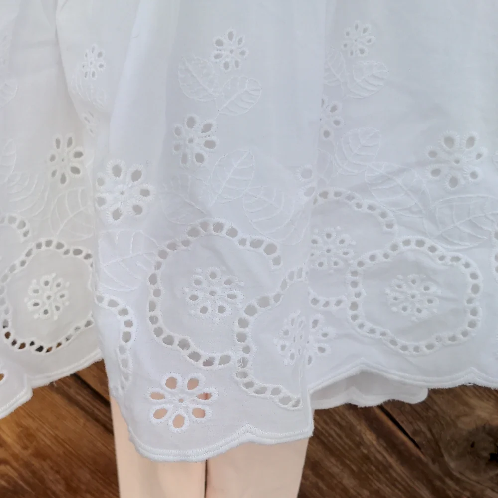 Tahari Dress white baby eyelet set pink leggings 6-9m - Picture 2 of 9